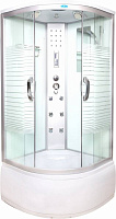 Водный мир душевая кабина BM-8808 (900х900х215)выс.подд,задн стенка бел,стекло полоска