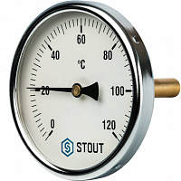 SIM-0001-107515 STOUT Термометр биметаллический с погружной гильзой. Корпус Dn 100 мм, гильза 75 мм 1/2", 0...120°С