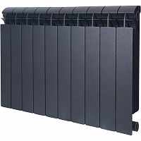 Global STYLE PLUS 500 10 секции радиатор биметаллический боковое подключение (цвет cod.07 grigio scuro opaco mettalizzato 2748 (черный))