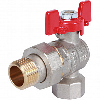 RBV-0006-0610215 ROMMER Шаровой кран угловой с американкой 1/2" ВН/НР, ручка бабочка