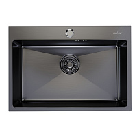 Мойка настол.монтаж 65х45 (3,0) вып 3 1/2  MIXLINE PRO 22см с сифоном (черный графит) 547238