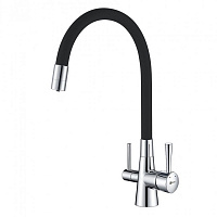 Смеситель Lemark Comfort LM3075C для кухни с подключением к фильтру с питьевой водой, хром/черный
