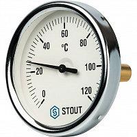 SIM-0001-805015 STOUT Термометр биметаллический с погружной гильзой. Корпус Dn 80 мм, гильза 50 мм 1/2", 0...120°С