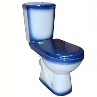 Унитаз-компакт Соло синий (гориз, нижн, сид, 2-кн. арм. ) (Rosa)код537986