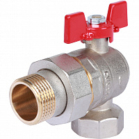 RBV-0006-0610225 ROMMER Шаровой кран угловой с американкой 1" ВН/НР, ручка бабочка