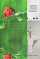Штора для ванной Фотопринт 180*180 Lady beetle зеленая YX-2404 б/колец код524842
