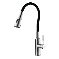 Смеситель Lemark Expert LM5082S-Black для кухни с гибким изливом, 2х-функц. аэратором, черный