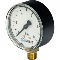 Манометр радиальный 63мм 10 бар SIM-0010-631008 STOUT