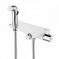 Смеситель Lemark Solo LM7169CW термостатический с гигиеническим душем, настенный, хром/белый